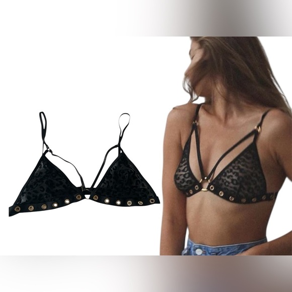 Black Leopard Print Bralette - Picture 3 of 6